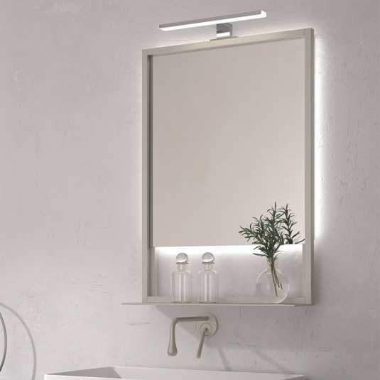 Espejo de Baño con Iluminación LED 50x100 cm con Estante y Marco - Blanco  frío 7000K