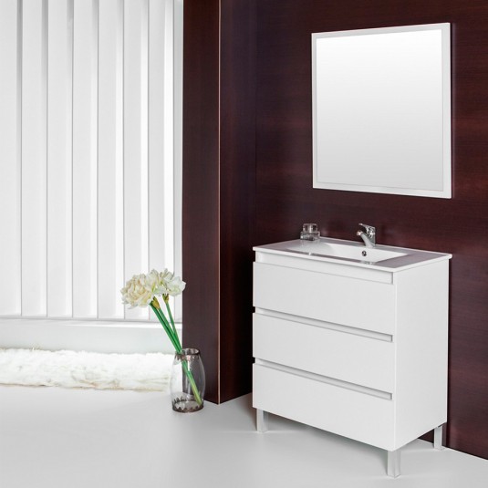 Mueble de baño MAS Verrochio blanco brillo con LAVABO
