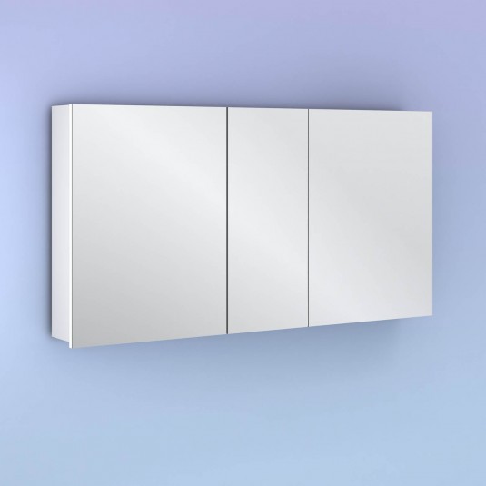 Camerino con espejo MIDORI 117 cm de 3 puertas y dos estanterías en Blanco Brillo