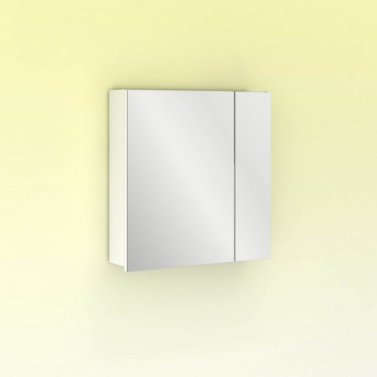 Camerino con espejo MIDORI 60 cm de 2 puertas y dos estanterías en Blanco Brillo
