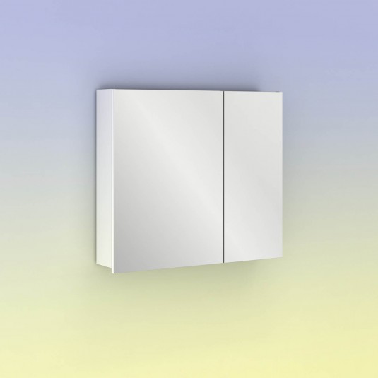 Camerino con espejo MIDORI 70 cm de 2 puertas y dos estanterías en Blanco Brillo