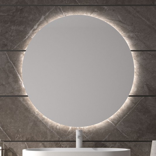 Espejo de baño TENERIFE Ø80 cm con marco metálico y luz LED