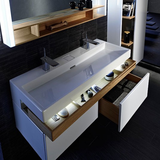 Detalle interior cajones mueble de baño TERRACE de 120 cm color Blanco brillo