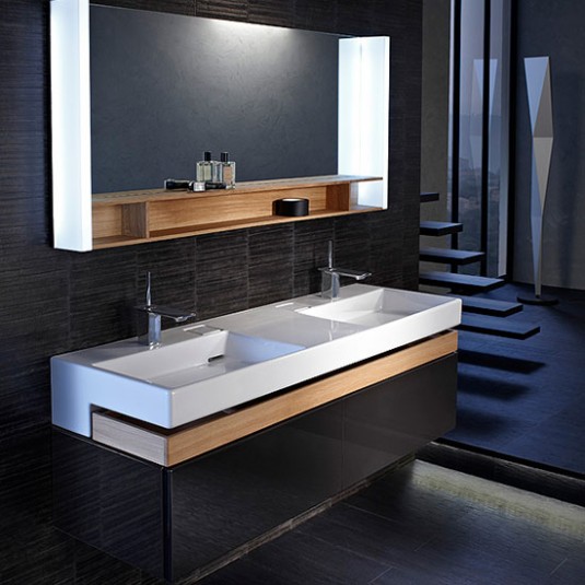 Mueble de baño TERRACE con lavabo de 150 cm color Negro Brillo