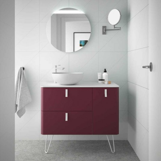 Mueble de baño UNIIQ Salgar 90 cm con LAVABO Sobrencimera GRANATE