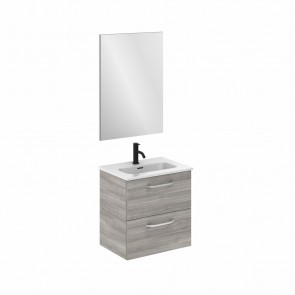 Mueble de baño HONE fondo reducido de 35 cm. Ancho 50 cm con 2 cajones gris arenado con lavabo