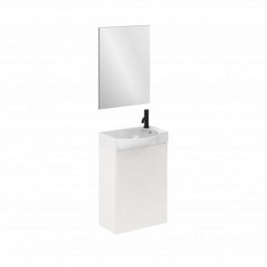 Mueble de baño MIKA fondo reducido de 24 cm. Ancho 45 cm con 1 puerta blanco brillo con lavabo