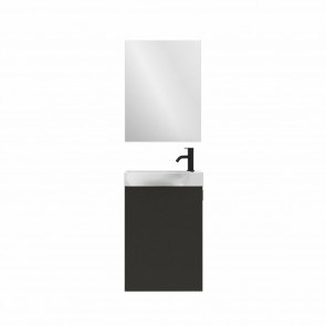 Mueble de baño MIKA fondo reducido de 24 cm. Ancho 45 cm con 1 puerta gris antracita brillo con lavabo