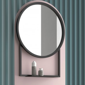 Espejo de baño redondo BOMBAY Ø70 cm con marco metálico lacado mate