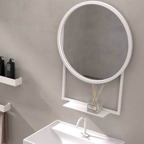 Espejo de baño redondo BOMBAY Ø60 cm con marco metálico lacado mate