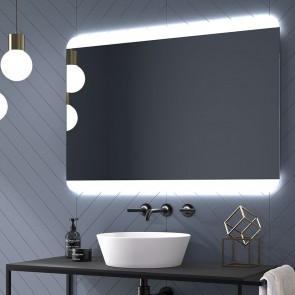 Espejo de baño BORA con LED superior e inferior de 80x70 cm y cantos redondeados