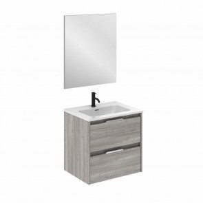 Mueble de baño SUKI de 60 cm con 2 cajones GRIS ARENADO con lavabo