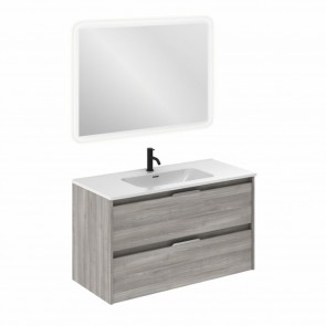 Mueble de baño SUKI de 100 cm con 2 cajones GRIS ARENADO con lavabo