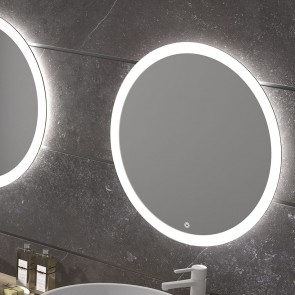 Espejo de baño CAPRI Ø75 cm con marco metálico y luz LED