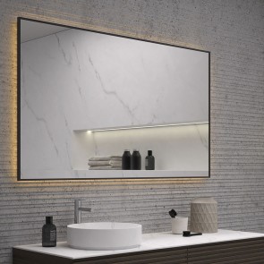 Espejo de baño CHIPRE100x80 cm con marco metálico y luz LED