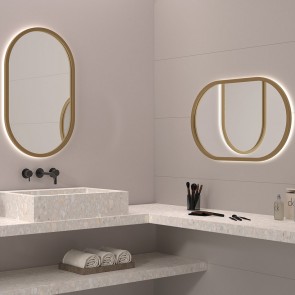 Espejo de baño CORCEGA 50x80 cm con marco metálico y luz LED
