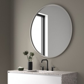 Espejo de baño redondo LEYTE Ø80 cm con marco metálico lacado mate