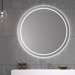 Espejo de baño MALLORCA Ø60 cm con marco metálico y luz LED
