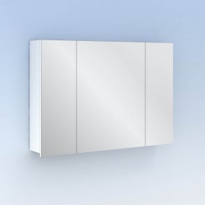 Camerino con espejo MIDORI 98 cm de 3 puertas y dos estanterías en Blanco Brillo