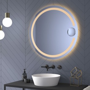 Espejo de baño MILL Ø70 cm con marco metálico y luz LED