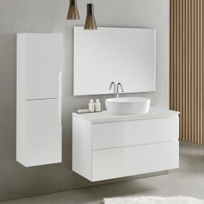 Mueble de baño NICE de Sanchis en blanco brillo de 100 cm con lavabo sobre encimera