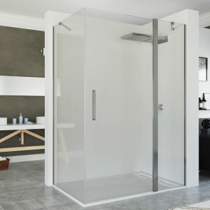 Mampara de ducha angular con puerta abatible NORA de Seviban. A Medida
