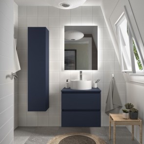 Mueble Azul Satinado BEQUIA 600 con lavabo sobre encimera 110421