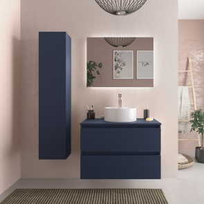 Mueble Azul satinado BEQUIA 800 con lavabo sobre encimera 110425 