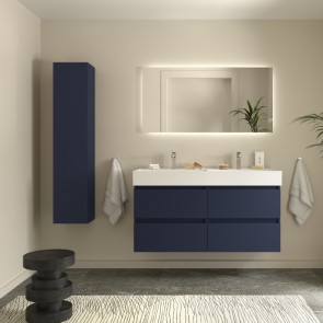 Mueble Azul satinado BEQUIA 1200 con lavabo cerámico grueso 110450