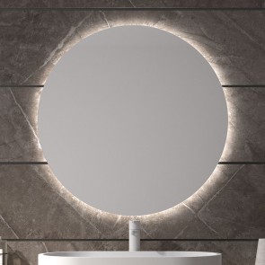 Espejo de baño TENERIFE Ø90 cm con marco metálico y luz LED